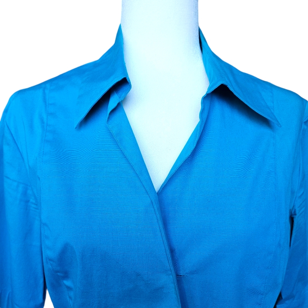 Como blue shirt blouse elbow length sleeve size 10